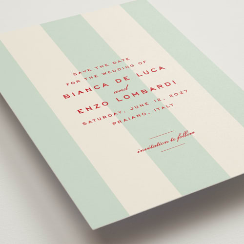 This is a fresca save the date with standard by Megan Davis called campania printing on signature in grand