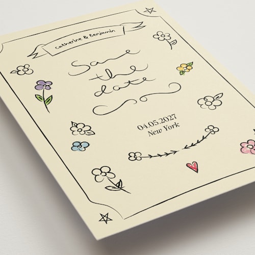 This is a natural save the date with standard by Helena Vitto called lovely date printing on signature in grand