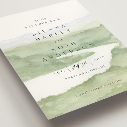 This is a meadow save the date with standard by Elly called the vow printing on signature in grand