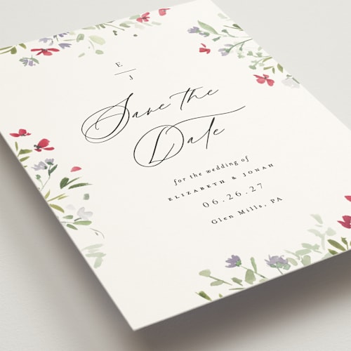 This is a cloud save the date with standard by Everett Paper Goods called brynn printing on signature in grand