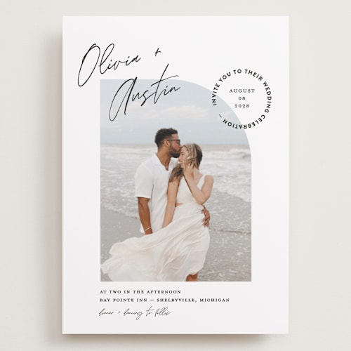 This is a cloud wedding invitations with standard by Pixel and Hank called merge printing on recycled smooth signature in grand