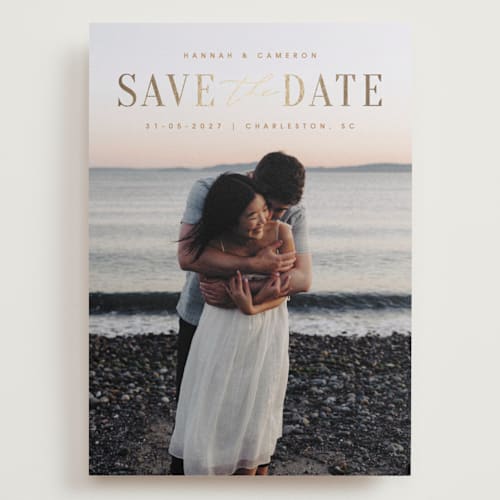 This is a desert foil stamped save the date cards with foil pressed by Zani van Zyl called danielle printing on recycled smooth signature in grand