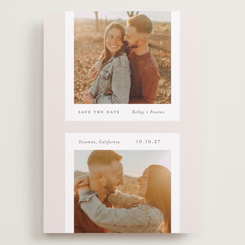 This is a sandstone save the date with standard by Paper Raven Co. called notecard printing on recycled smooth signature in grand