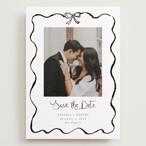 This is a ink save the date with standard by Cass Loh called quirky fun printing on recycled smooth signature in grand