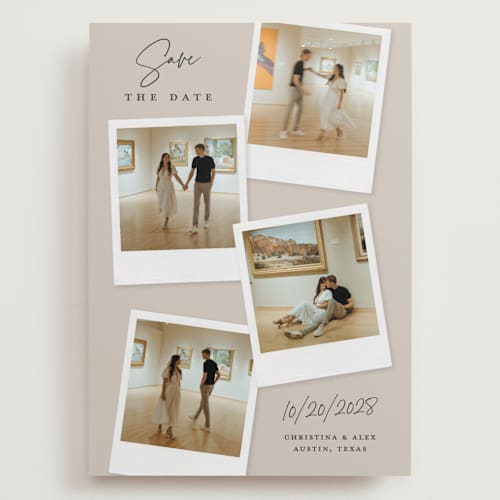This is a dune save the date with standard by Kerry Doyle called instant elegance printing on recycled smooth signature in grand