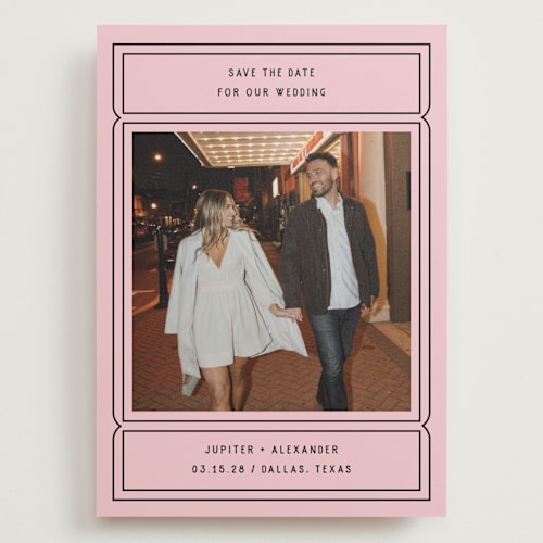 This is a gumdrop save the date with standard by Pati Cascino called ticket printing on recycled smooth signature in grand
