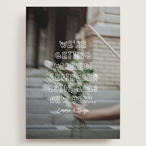 This is a vanilla save the date with standard by Helena Vitto called cool kids printing on recycled smooth signature in grand