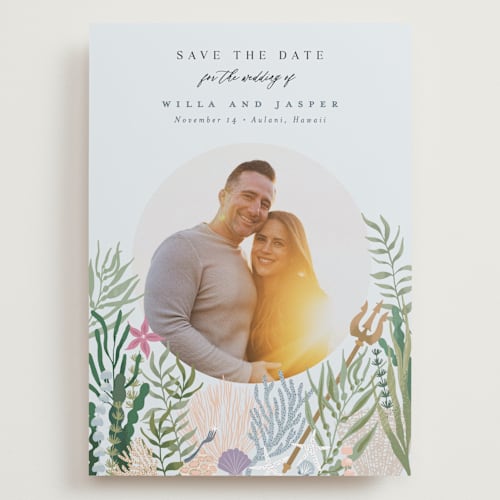 This is a sea save the date with standard by Alethea and Ruth called part of your world from disney's little mermaid printing on recycled smooth signature in grand