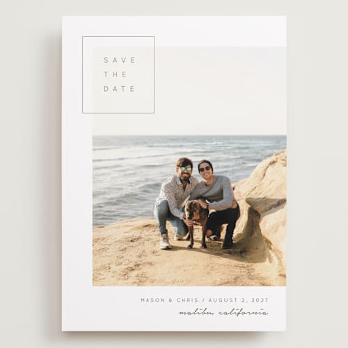This is a moonstone save the date with standard by Eric Clegg called offset printing on recycled smooth signature in grand