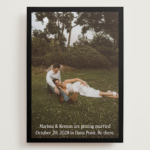 This is a coal save the date with standard by Becky Nimoy called black border printing on recycled smooth signature in grand