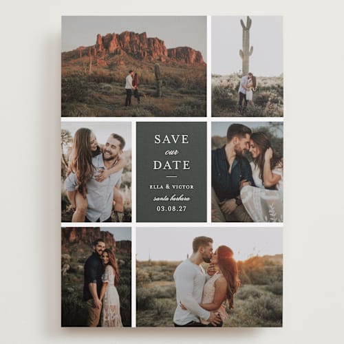 This is a moon save the date with standard by Sara Hicks Malone called multitude printing on recycled smooth signature in grand