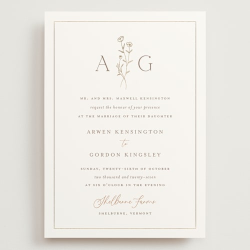 This is a chiffon wedding invitations with foil pressed by chocomocacino called kouignette printing on signature in grand