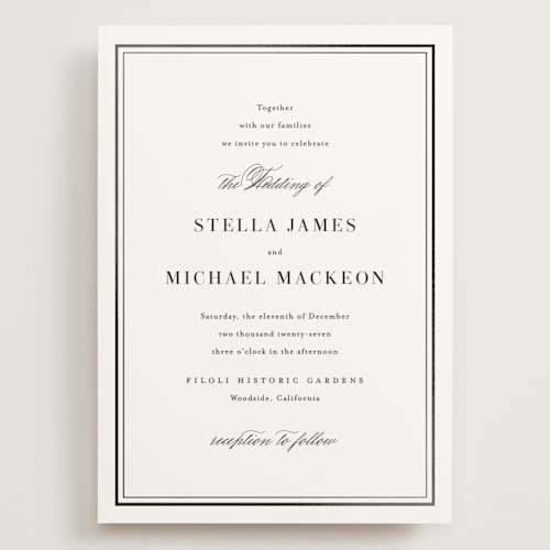This is a cotton wedding invitations with foil pressed by Jennifer Postorino called polished printing on signature in grand