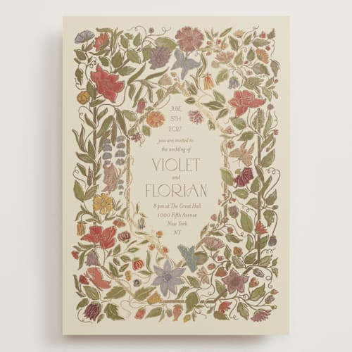 This is a mint wedding invitations with foil pressed by Simona Camp called radiant botany printing on signature in grand
