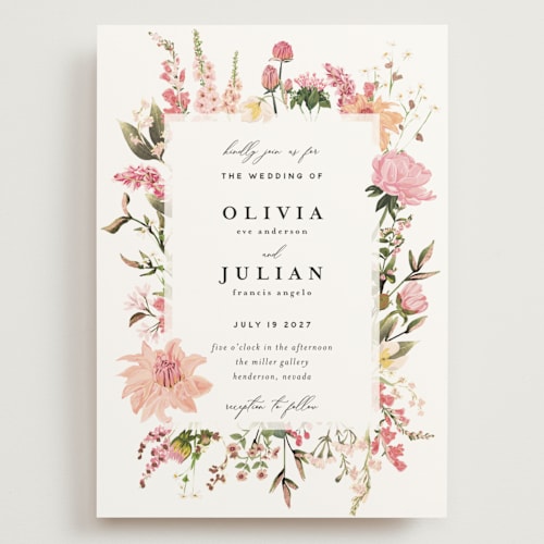 This is a blush wedding invitations with foil pressed by Susan Moyal called lush printing on signature in grand