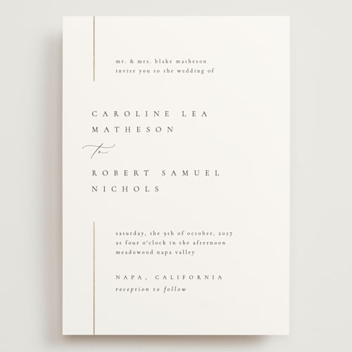This is a classic wedding invitations with foil pressed by Kelly Schmidt called london printing on signature in grand