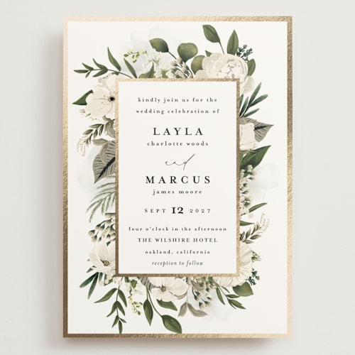 This is a vanilla wedding invitations with foil pressed by Susan Moyal called classic love printing on signature in grand