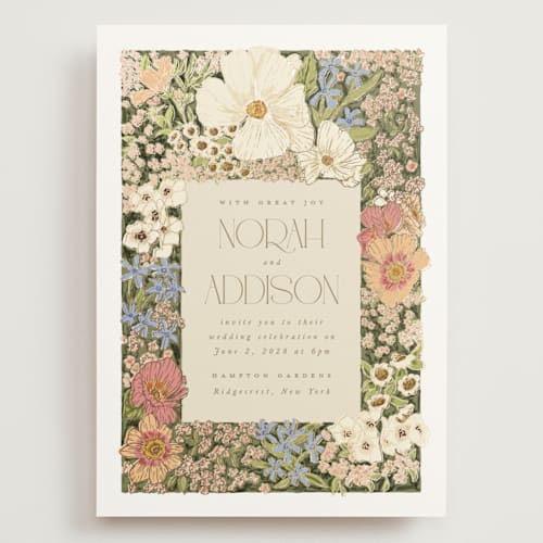 This is a sherbert wedding invitations with foil pressed by Leah Bisch called in the garden printing on signature in grand