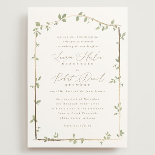 This is a ivy wedding invitations with foil pressed by Everett Paper Goods called canopy printing on signature in grand