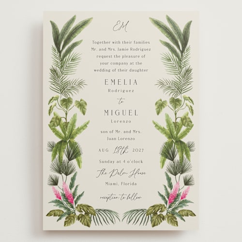 This is a lime wedding invitations with standard by Elly called tropical garden printing on signature in grand