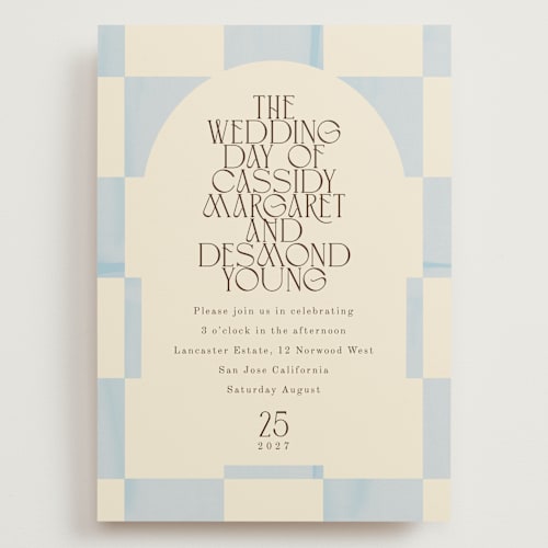 This is a ivory wedding invitations with standard by Baumbirdy called checker wash printing on signature in grand