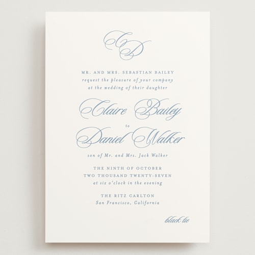 This is a sky wedding invitations with standard by Creo Study called aristocratic printing on signature in grand