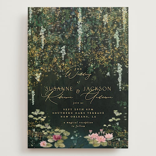 This is a mystic wedding invitations with standard by Phrosné Barwood called new orleans from disney's princess and the frog printing on signature in grand