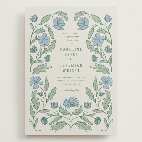 This is a garden wedding invitations with standard by Kelly Watkins called botanical printing on signature in grand
