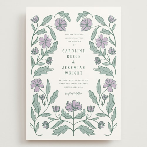 This is a hydrangea wedding invitations with standard by Kelly Watkins called botanical printing on signature in grand