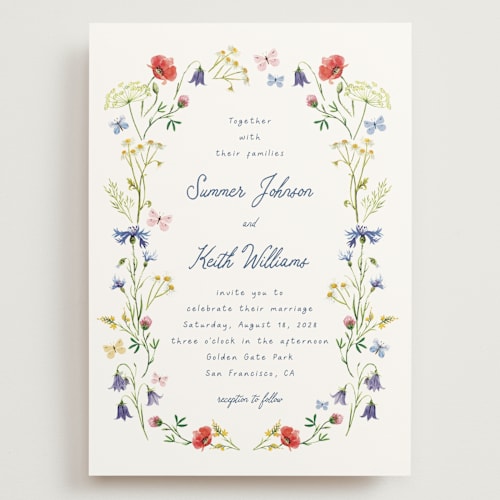 This is a ivory wedding invitations with standard by frau brandt called wildflower romance printing on signature in grand