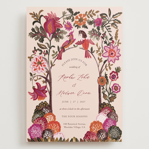 This is a ivory wedding invitations with standard by Caroline Bonne Muller called indian floral chintz lush printing on signature in grand