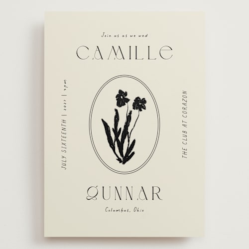 This is a onyx wedding invitations with standard by Alaina Cherup called la graine printing on signature in grand