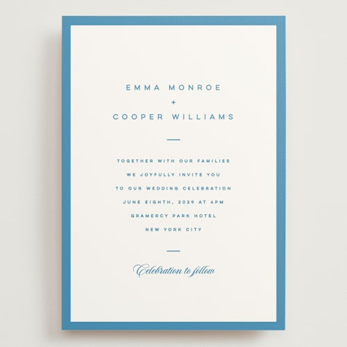 This is a cerulean wedding invitations with standard by Kristie Kern called the emma printing on signature in grand