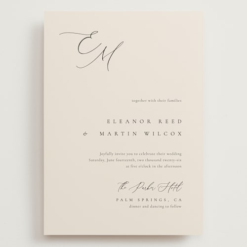 This is a linen wedding invitations with standard by Kelly Schmidt called corner printing on signature in grand