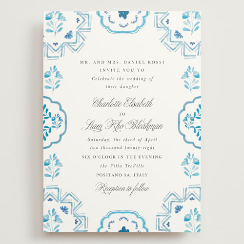 This is a cerulean wedding invitations with standard by Itsy Belle Studio called almafi printing on signature in grand
