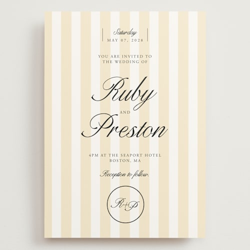 This is a sunshine wedding invitations with standard by Jen Ramsey called elegant and formal printing on signature in grand