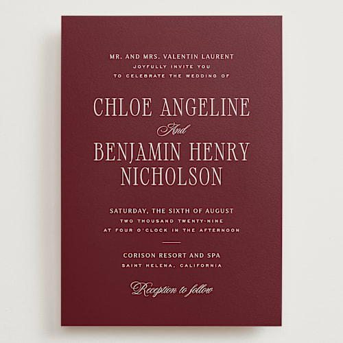 This is a vineyard wedding invitations with standard by Kelly Schmidt called woods printing on signature in grand