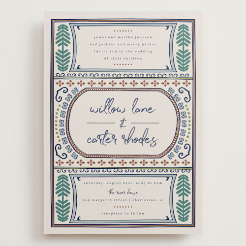 This is a neptune wedding invitations with standard by Kelly Watkins called vase printing on signature in grand