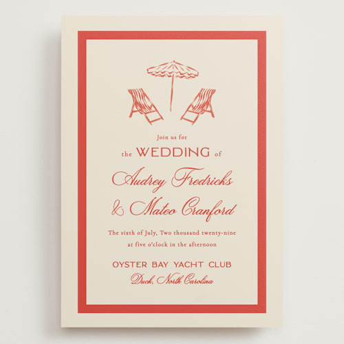 This is a lobster wedding invitations with standard by Jackie Crawford called kitty hawk printing on signature in grand