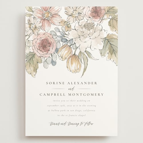 This is a garden rose wedding invitations with standard by Wildfield Paper Co called summer garden printing on signature in grand