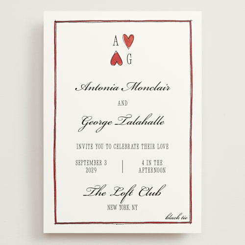 This is a lily wedding invitations with standard by Pati Cascino called two hearts printing on signature in grand
