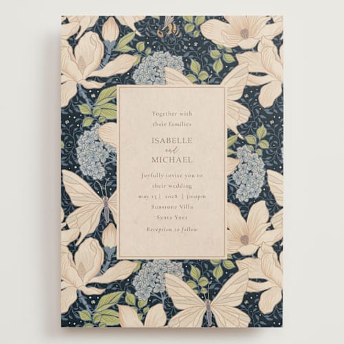 This is a sky wedding invitations with standard by Sabrin Deirani called magnolias printing on signature in grand