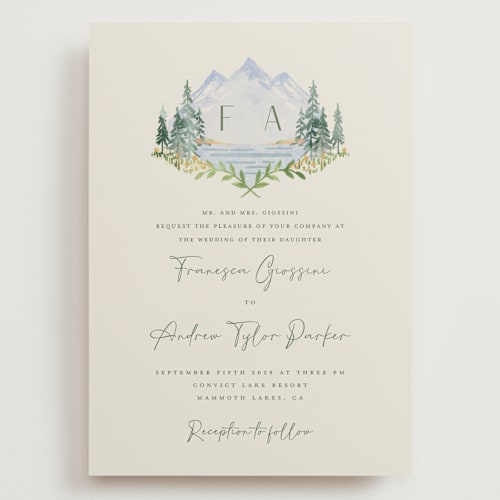 This is a summer wedding invitations with standard by Petra Kern called miniature mountainscape printing on signature in grand