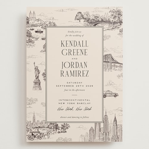 This is a antique wedding invitations with standard by Jenna Holcomb called new york toile printing on signature in grand