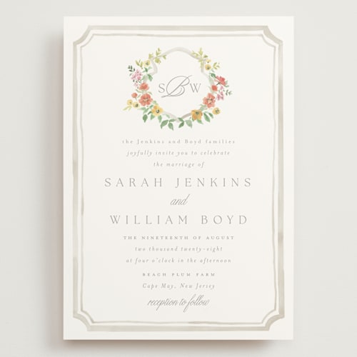 This is a hibiscus wedding invitations with standard by Everett Paper Goods called chelsea printing on signature in grand