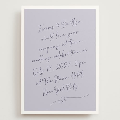 This is a amethyst wedding invitations with standard by Adelyn T. called ink scribble printing on signature in grand