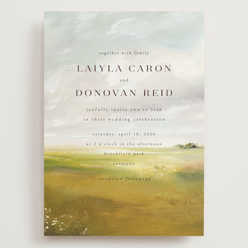 This is a fern wedding invitations with standard by Lindsay Megahed called savanna printing on signature in grand