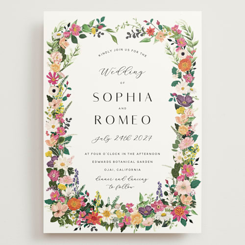 This is a daisy wedding invitations with standard by Susan Moyal called secret garden printing on signature in grand