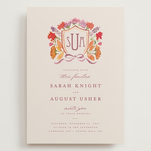 This is a autumn wedding invitations with standard by Pink House Press called crest fall printing on signature in grand