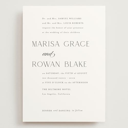 This is a pearl wedding invitations with standard by Shirley Lin Schneider called classic chic printing on signature in grand